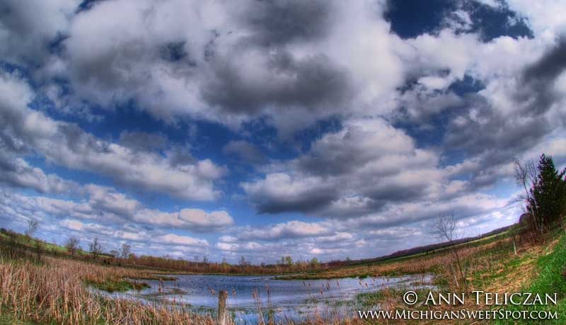 Beautiful cloudy blue sky in Michigan by Ann Teliczan