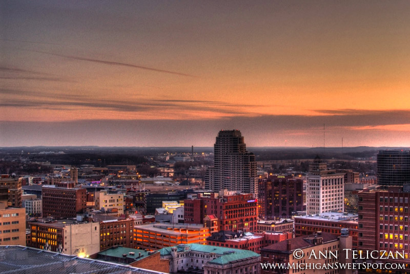Downtown Grand Rapids from the Rooftop at Sunset