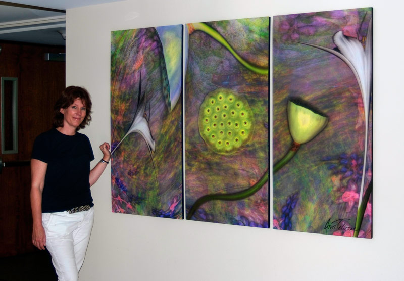 Me (Ann Teliczan) with ArtPrize entry, now installed at Spectrum Health, Butterworth campus' main lobby.
